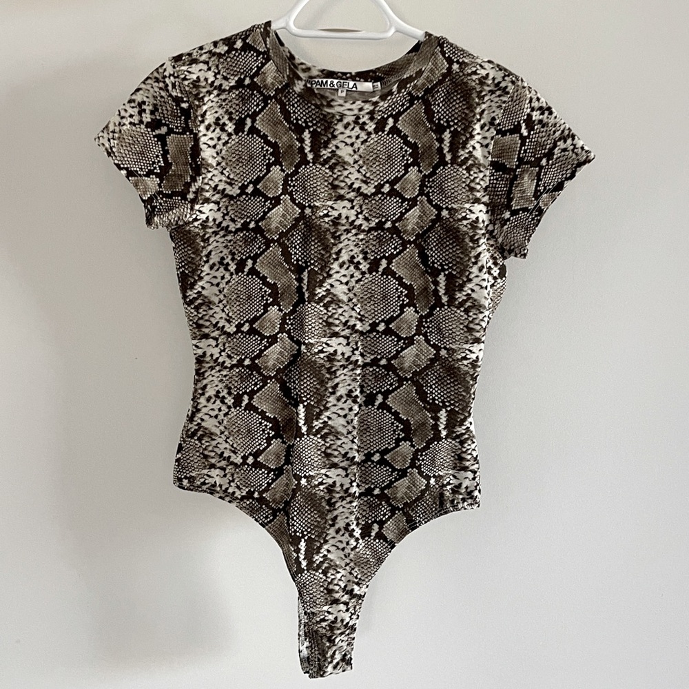 Pam + Gela snake print tee bodysuit